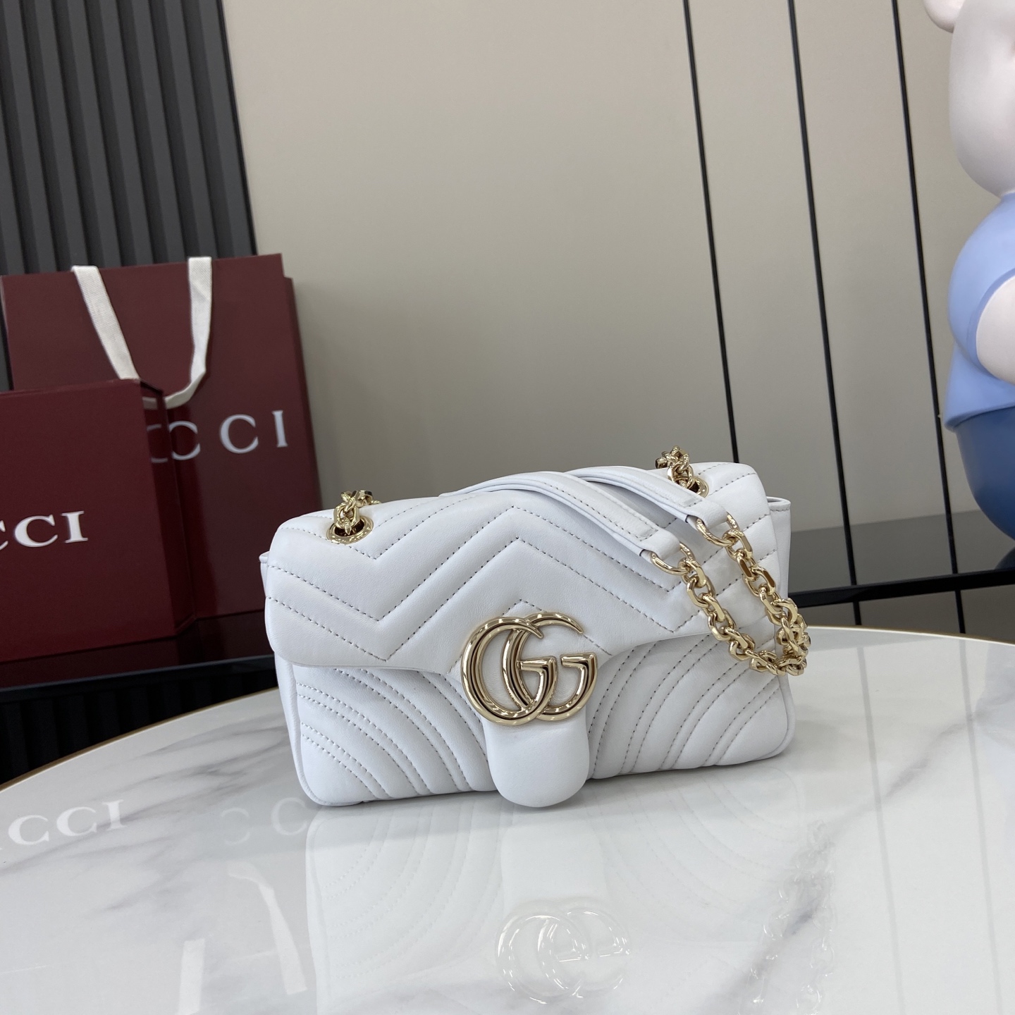 Bagsaaa Gvc*1 GG Marmont small shoulder bag 837280 white - 22cm