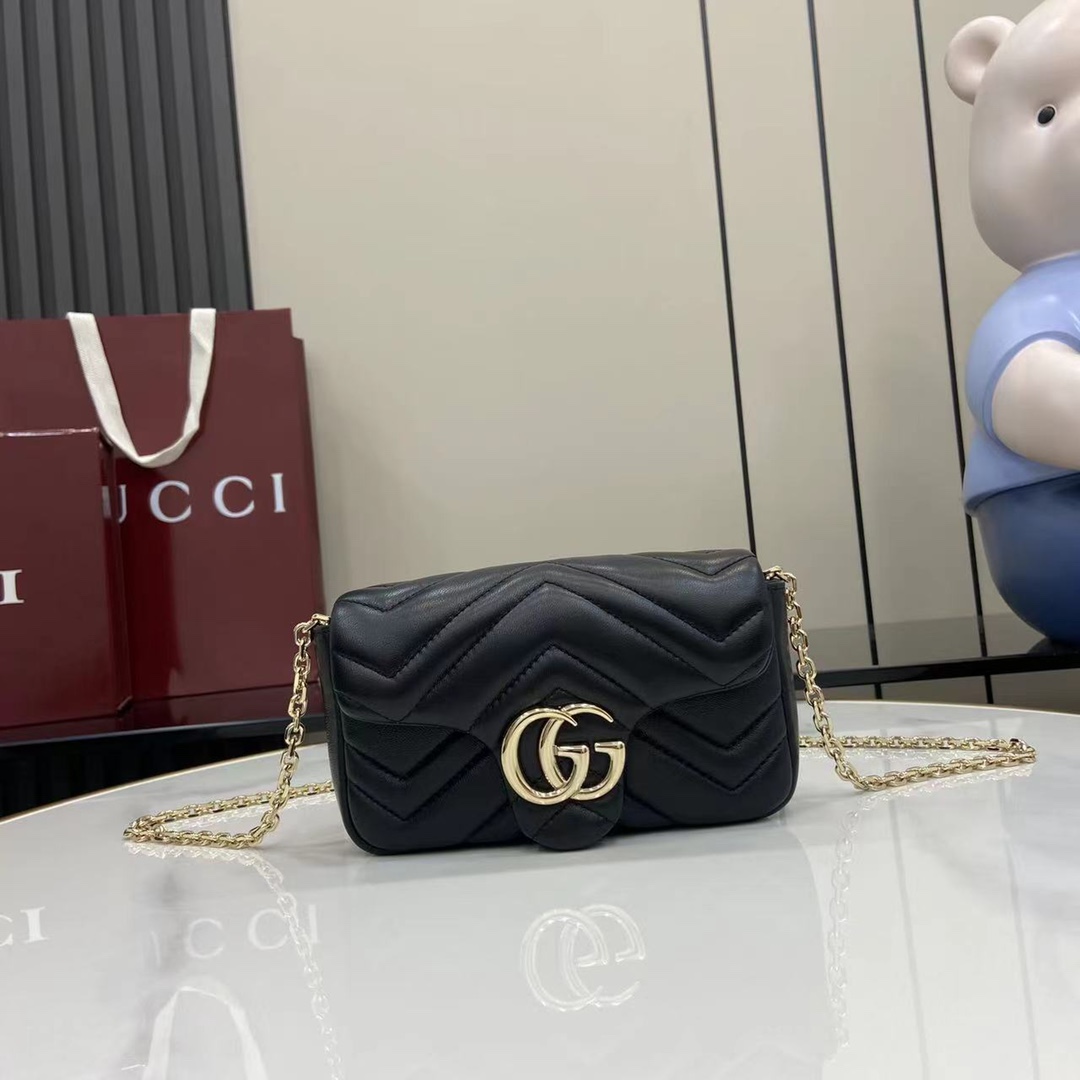 Bagsaaa Gvc*1 GG Marmont mini shoulder bag 841290 black - 17cm