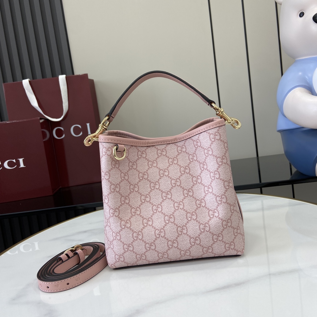 Bagsaaa Gvc*1 GG Emblem Mini Bucket Bag 815118 light pink - 19x18x11 cm