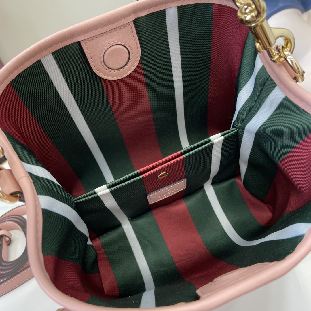 Bagsaaa Gvc*1 GG Emblem Mini Bucket Bag 815118 light pink - 19x18x11 cm