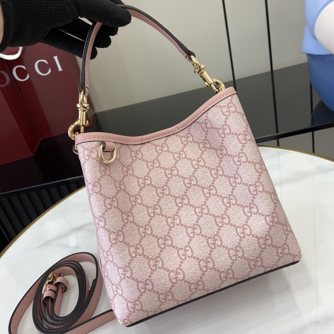 Bagsaaa Gvc*1 GG Emblem Mini Bucket Bag 815118 light pink - 19x18x11 cm