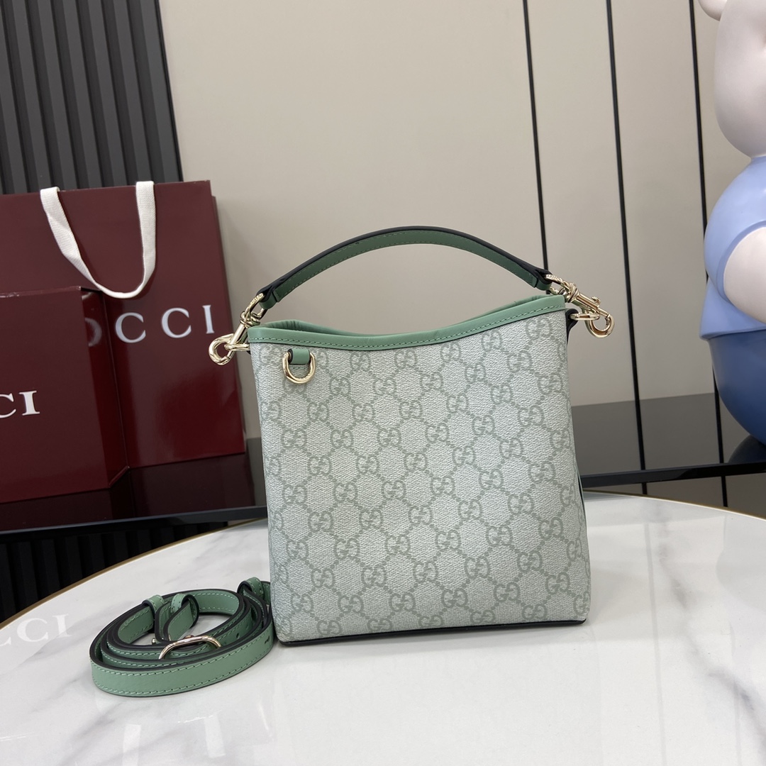 Bagsaaa Gvc*1 GG Emblem Mini Bucket Bag 815118 light green - 19x18x11 cm