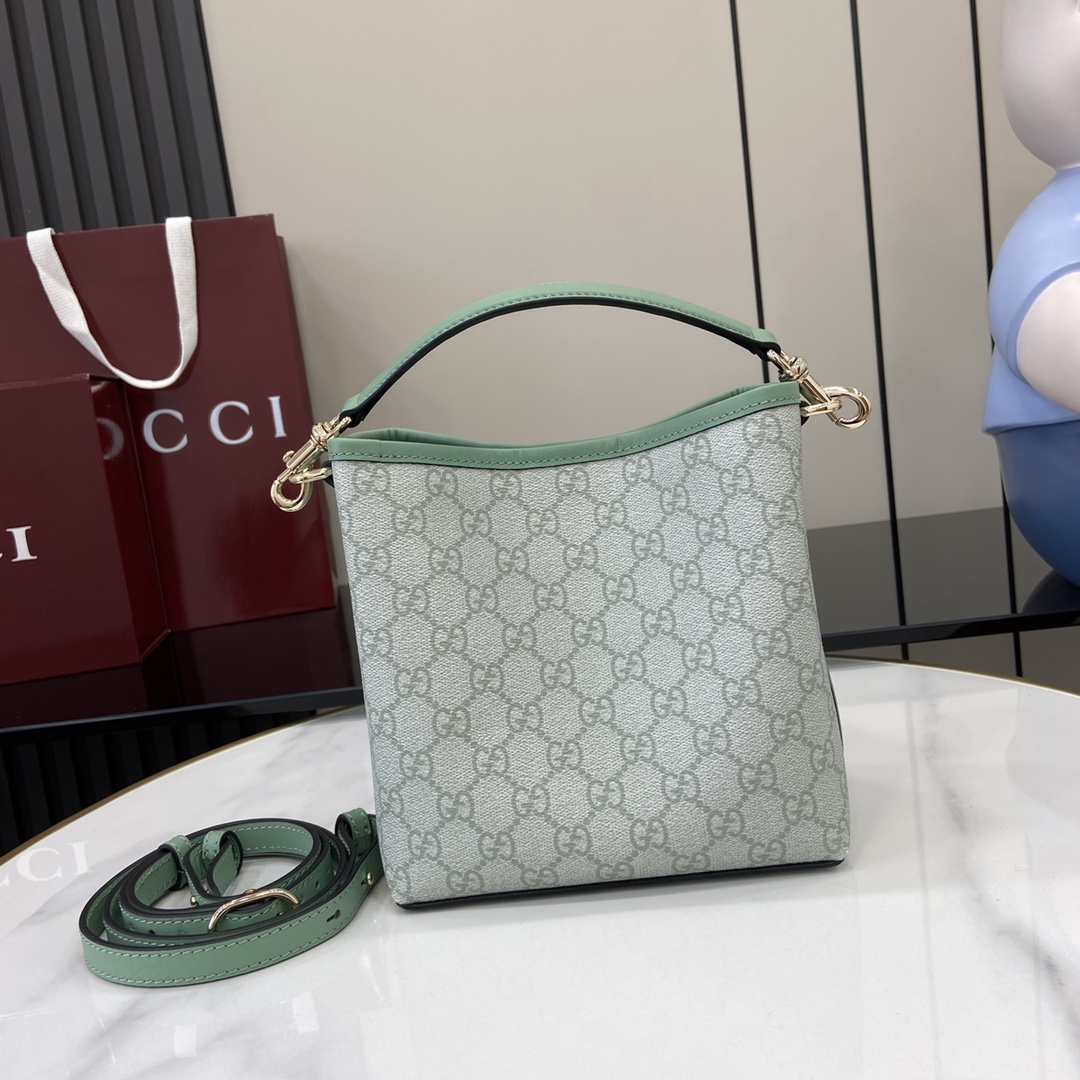 Bagsaaa Gvc*1 GG Emblem Mini Bucket Bag 815118 light green - 19x18x11 cm