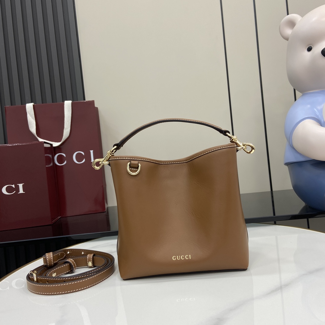 Bagsaaa Gvc*1 GG Emblem Mini Bucket Bag 815118 brown - 19x18x11 cm
