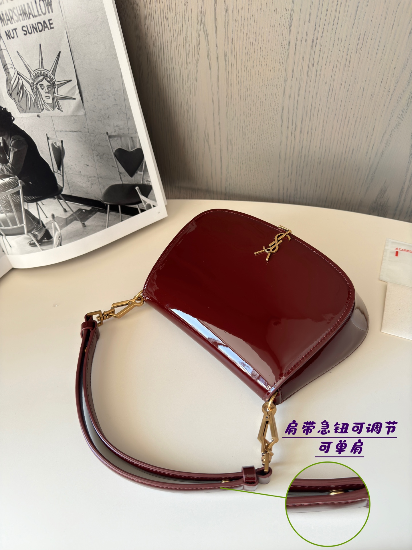 Bagsaaa Y51 voltaire top handle bag 800846 red patent - 21cm