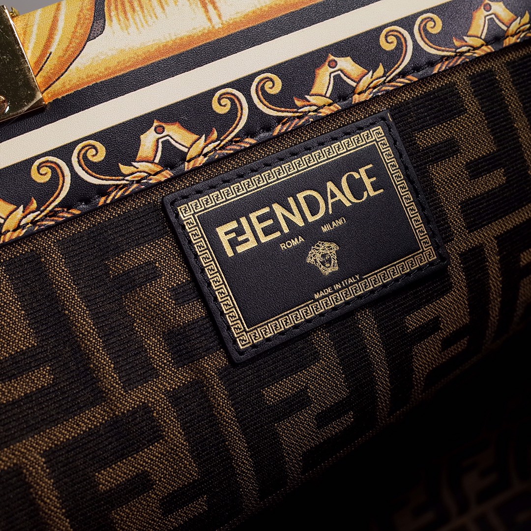 Bagsaaa F**di Brown Fendace Baroque Print Sunshine Shopper Tote - 35cm