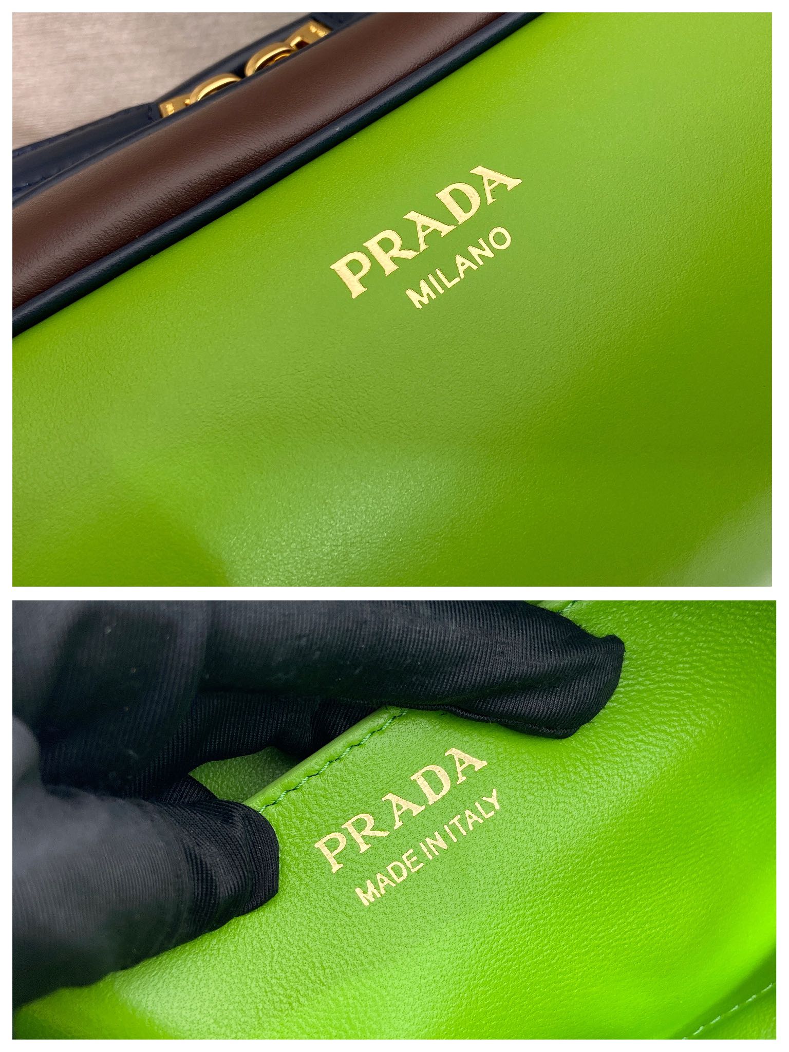 Bagsaaa Pra*a Swing smooth leather shoulder bag 1BC249 green - 28cm