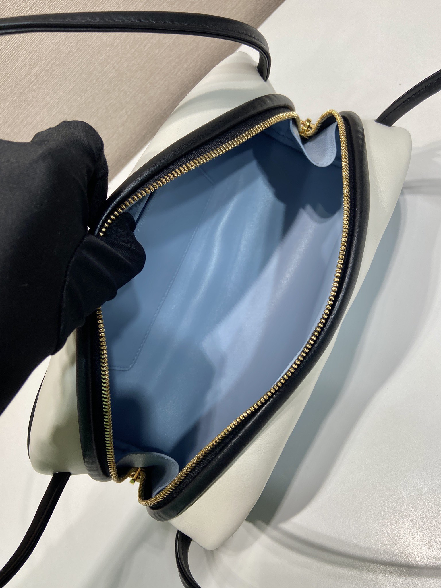 Bagsaaa Pra*a Swing smooth leather shoulder bag 1BC249 blue - 28cm