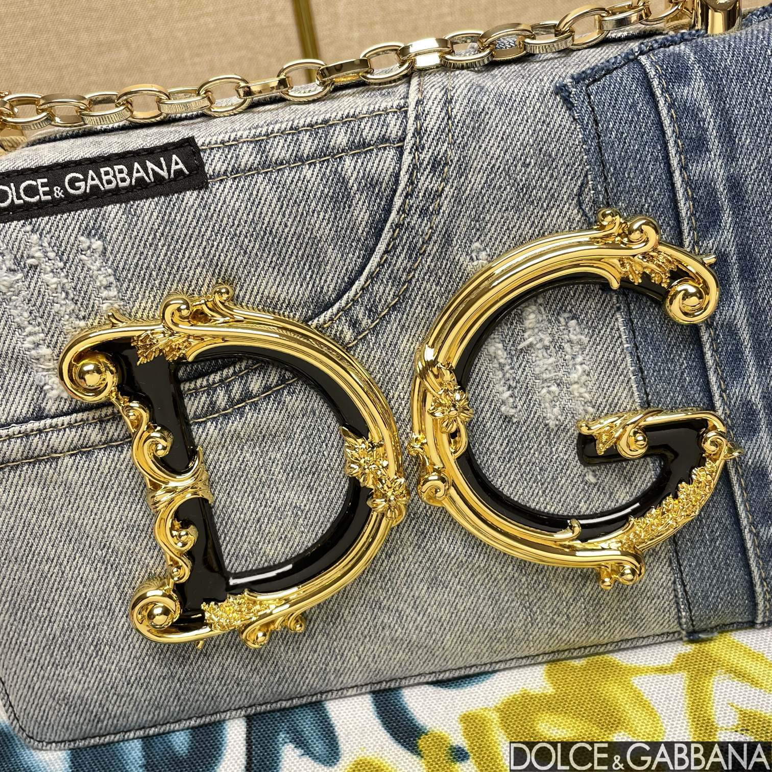 Bagsaaa DG Girls bag in patchwork denim and plain calfskin - 21cm