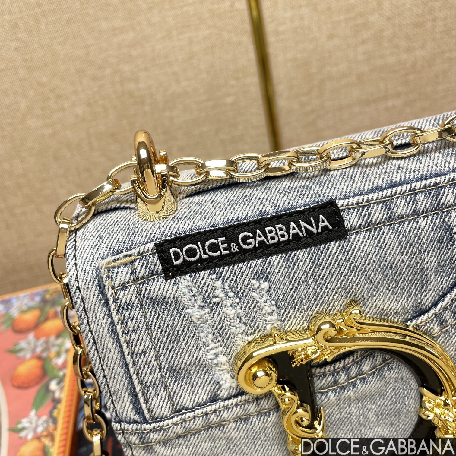 Bagsaaa DG Girls bag in patchwork denim and plain calfskin - 21cm