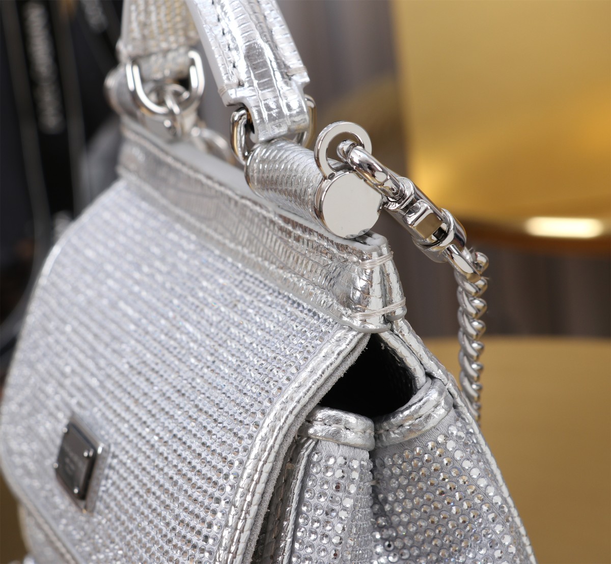 Bagsaaa Dolce & Gabbana mini Sicily satin top-handle bag silver - 16cm