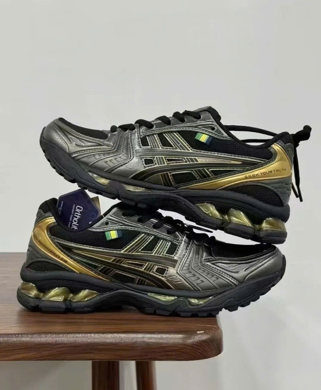 Bagsaaa As1cs SENNA x GEL-KAYANO 14 Black/Pure Gold
