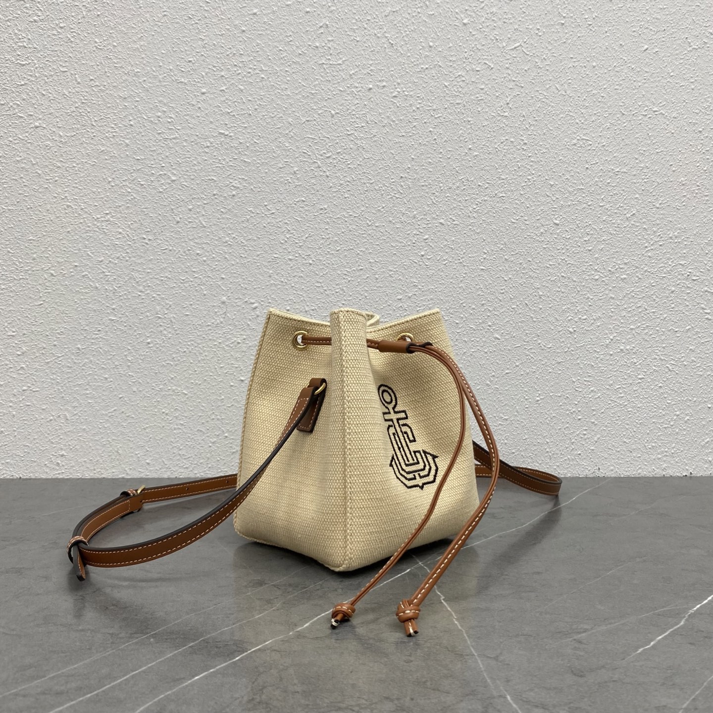 Bagsaaa Ce1i*e Micro Sailor In Textile with Anchor Embroidery and Calfskin - 18cm
