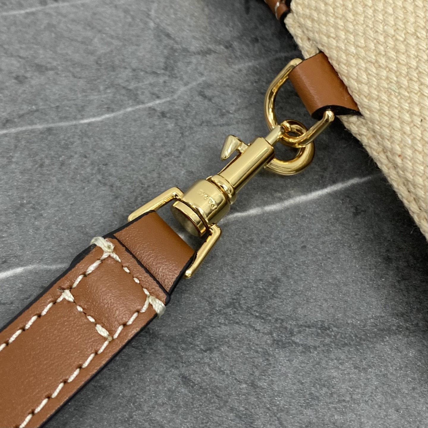 Bagsaaa Ce1i*e Small Pochette With Fabric Strap With Anchor Embroidery And Calfskin - 25cm