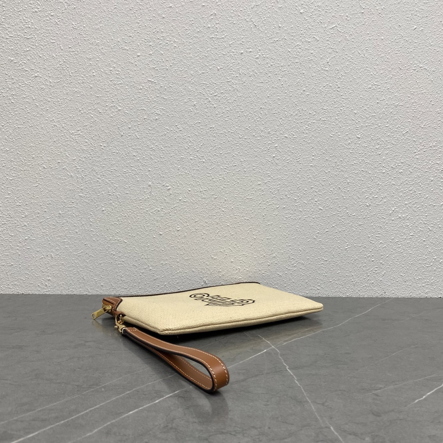 Bagsaaa Ce1i*e Small Pochette With Fabric Strap With Anchor Embroidery And Calfskin - 25cm