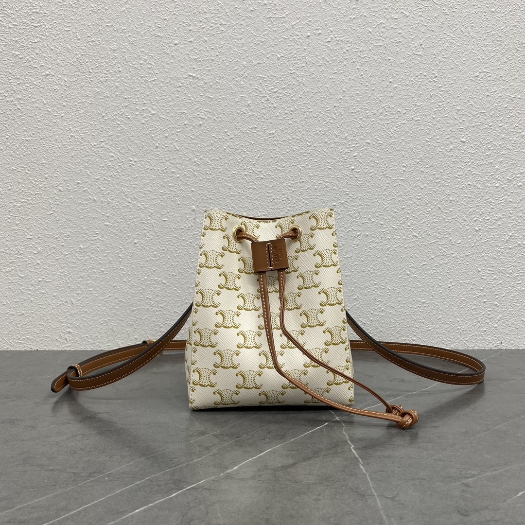 Bagsaaa Ce1i*e Micro Sailor In Triomphe Canvas And Calfskin White/Tan - 13 x 18 x 11 CM