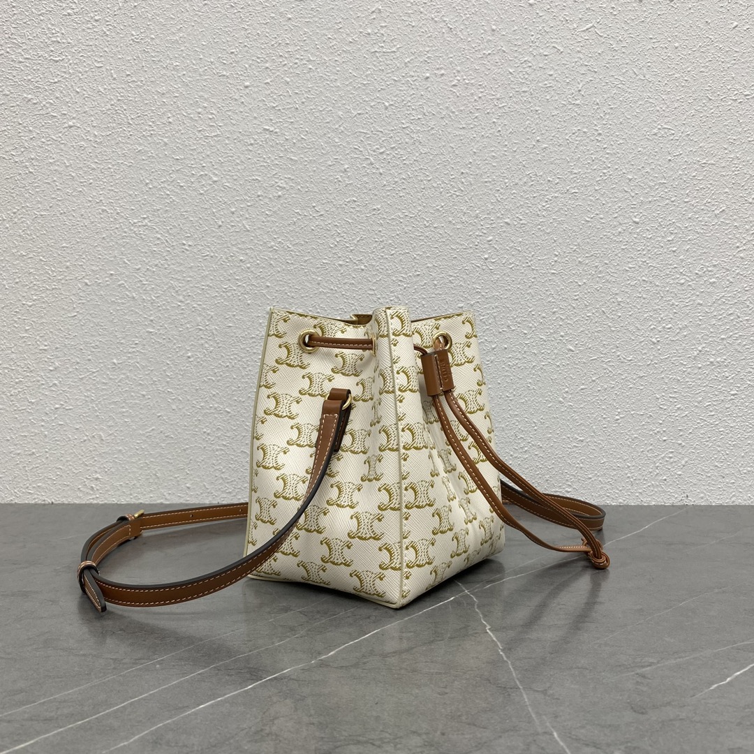 Bagsaaa Ce1i*e Micro Sailor In Triomphe Canvas And Calfskin White/Tan - 13 x 18 x 11 CM