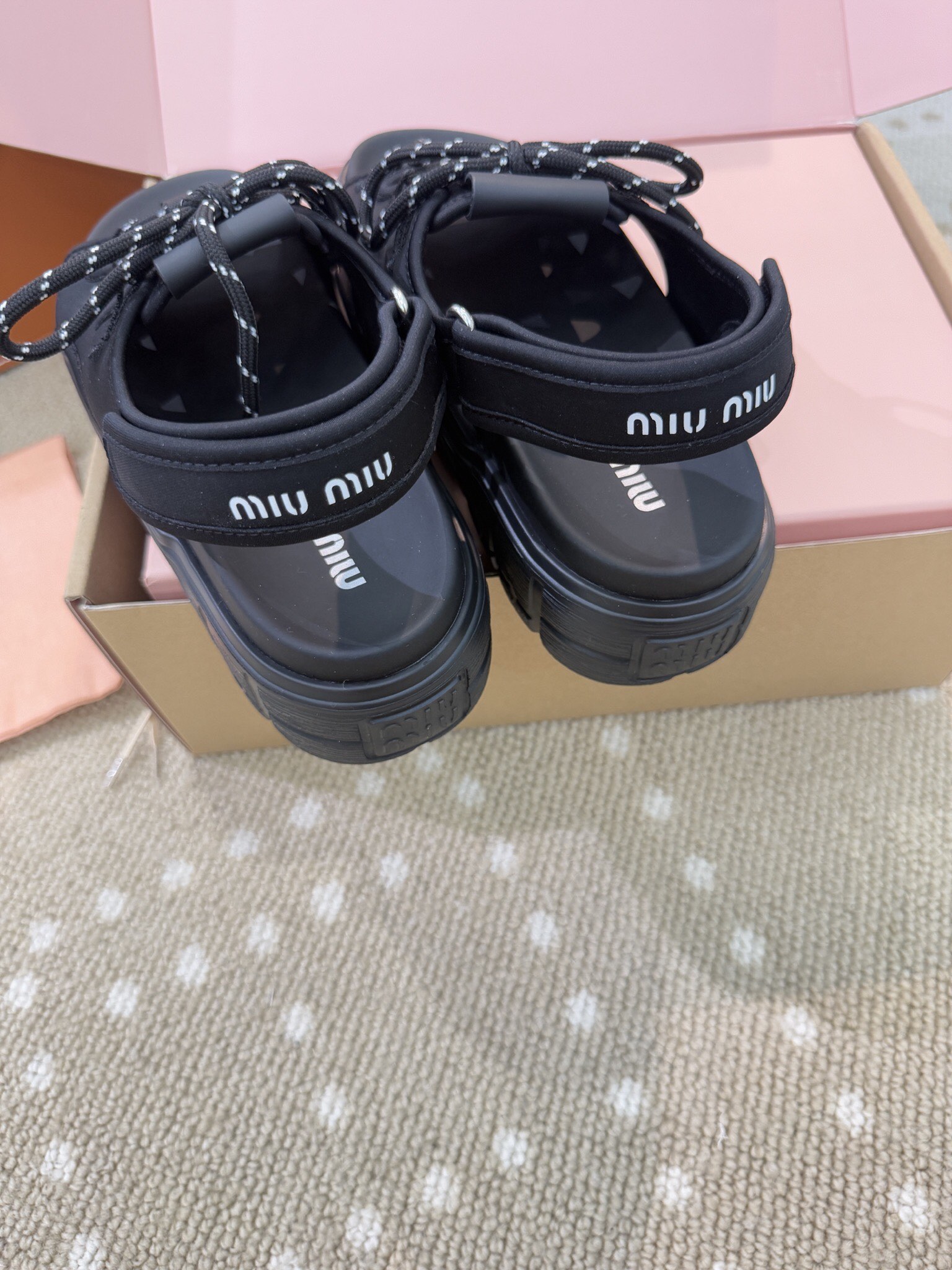 Bagsaaa Miu Miu Chunky neoprene sandals black
