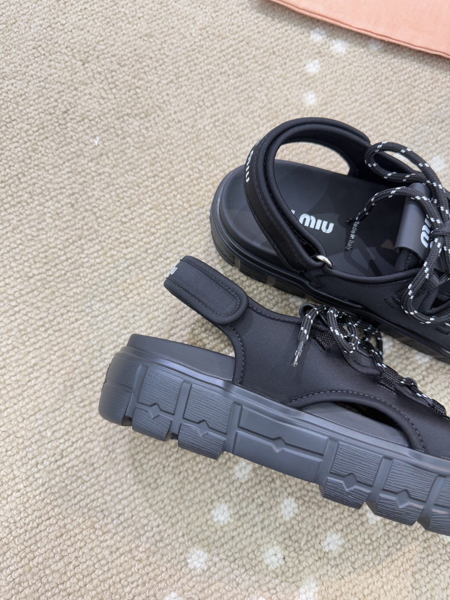 Bagsaaa Miu Miu Chunky neoprene sandals black