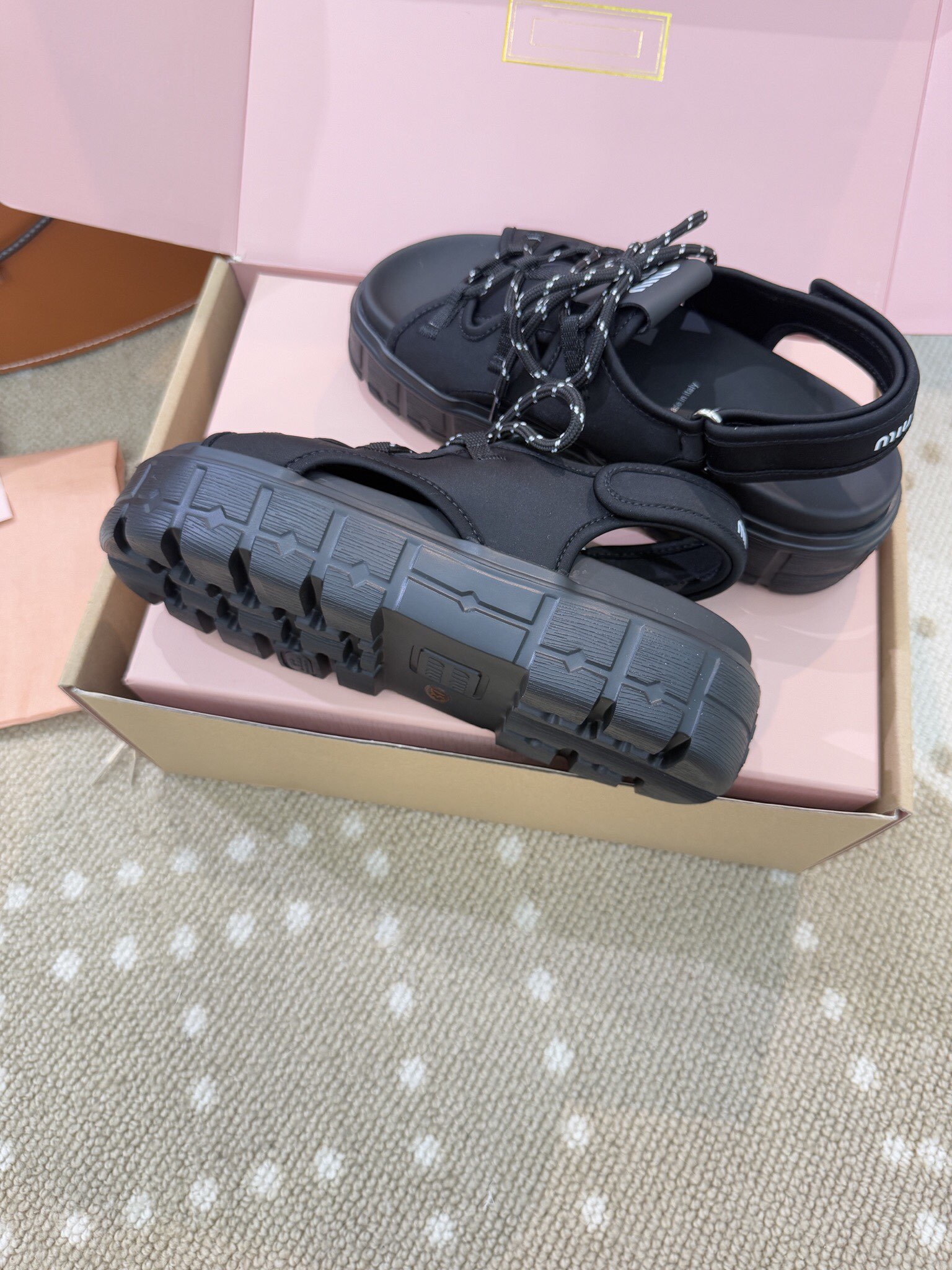 Bagsaaa Miu Miu Chunky neoprene sandals black