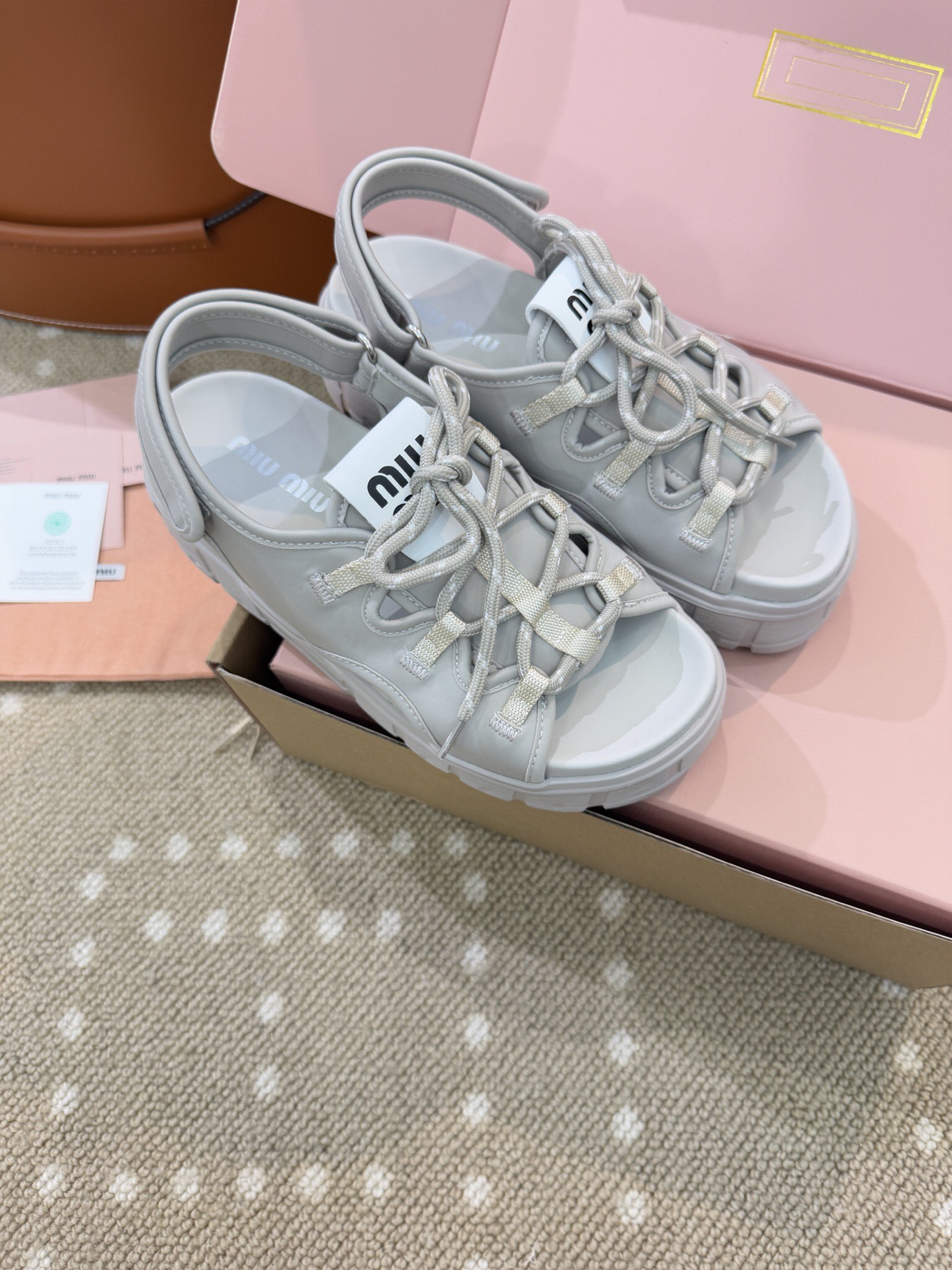 Bagsaaa Miu Miu Chunky neoprene sandals gray