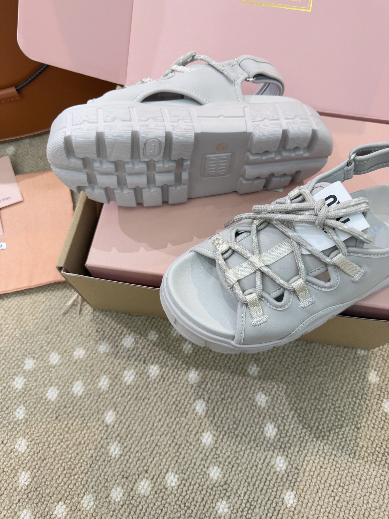 Bagsaaa Miu Miu Chunky neoprene sandals gray