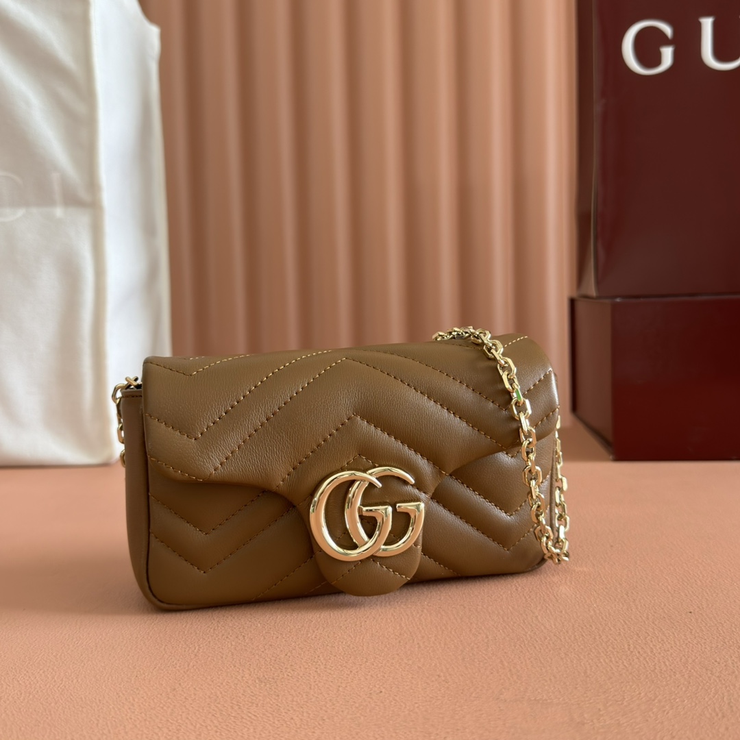Bagsaaa Gvc*1 GG Marmont mini shoulder bag 841290 brown - 17cm