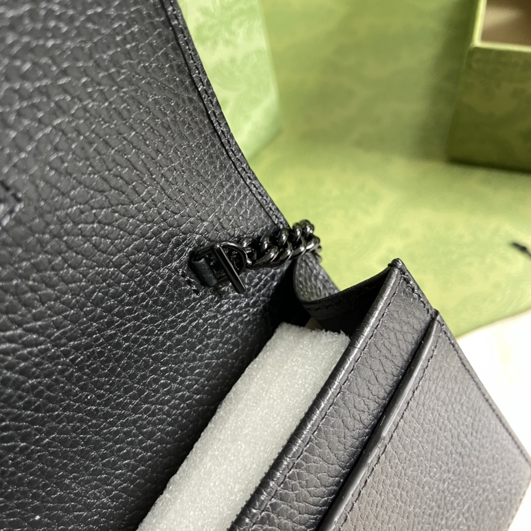 Bagsaaa Gvc*1 GG Marmont leather mini chain bag 497985 all black - 20cm