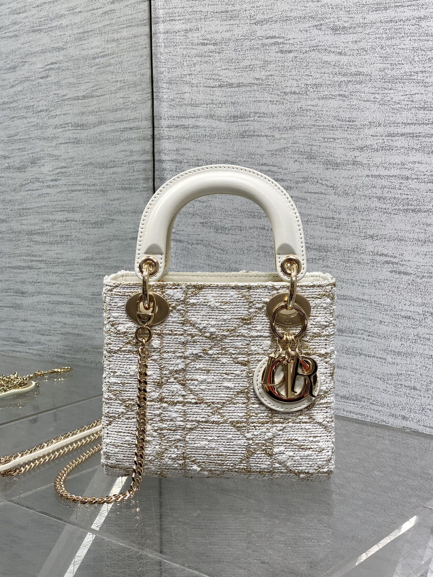 Bagsaaa Lady D10r Mini Tweed & Gold - 17cm