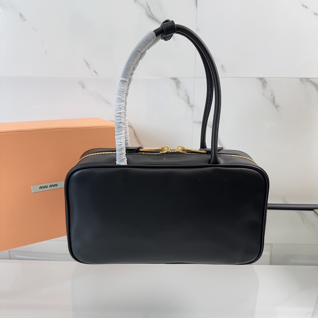 Bagsaaa Miu Miu Beau leather top-handle bag 5BB172 black - 30cm
