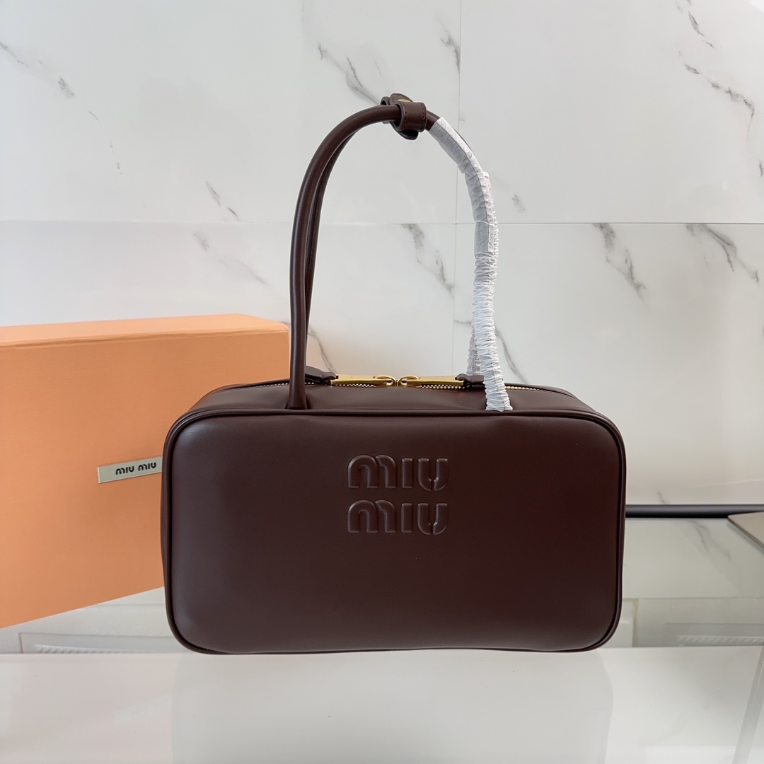 Bagsaaa Miu Miu Beau leather top-handle bag 5BB172 Briarwood - 30cm