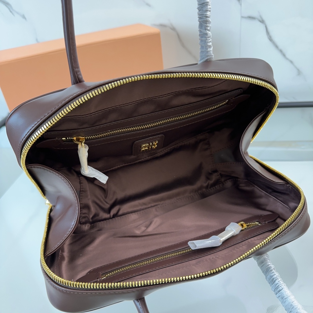 Bagsaaa Miu Miu Beau leather top-handle bag 5BB172 Briarwood - 30cm