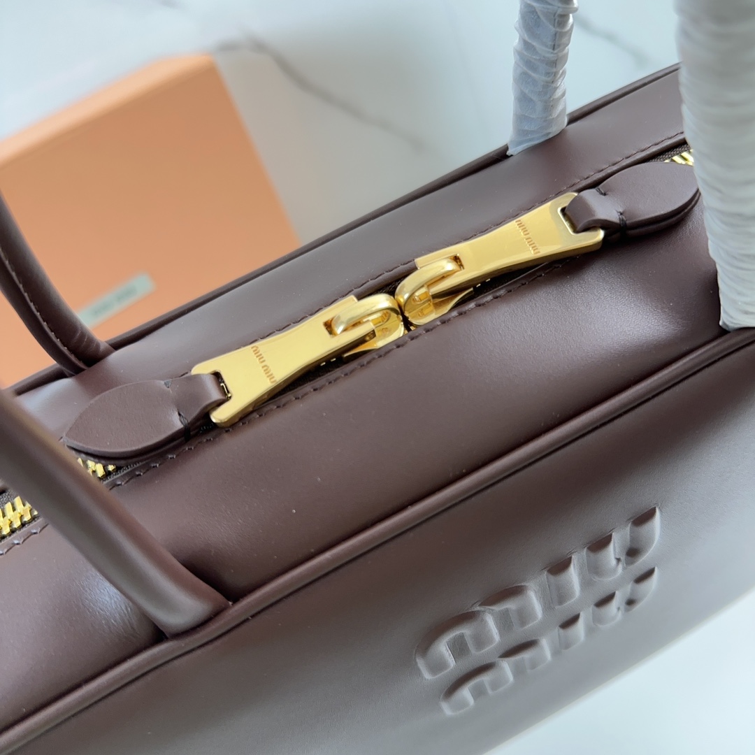 Bagsaaa Miu Miu Beau leather top-handle bag 5BB172 Briarwood - 30cm