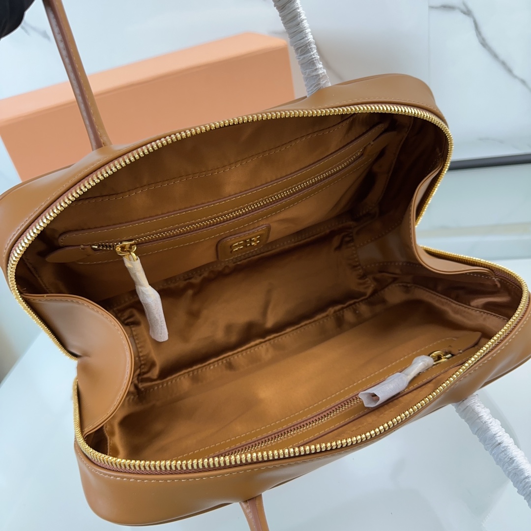 Bagsaaa Miu Miu Beau leather top-handle bag 5BB172 brown - 30cm