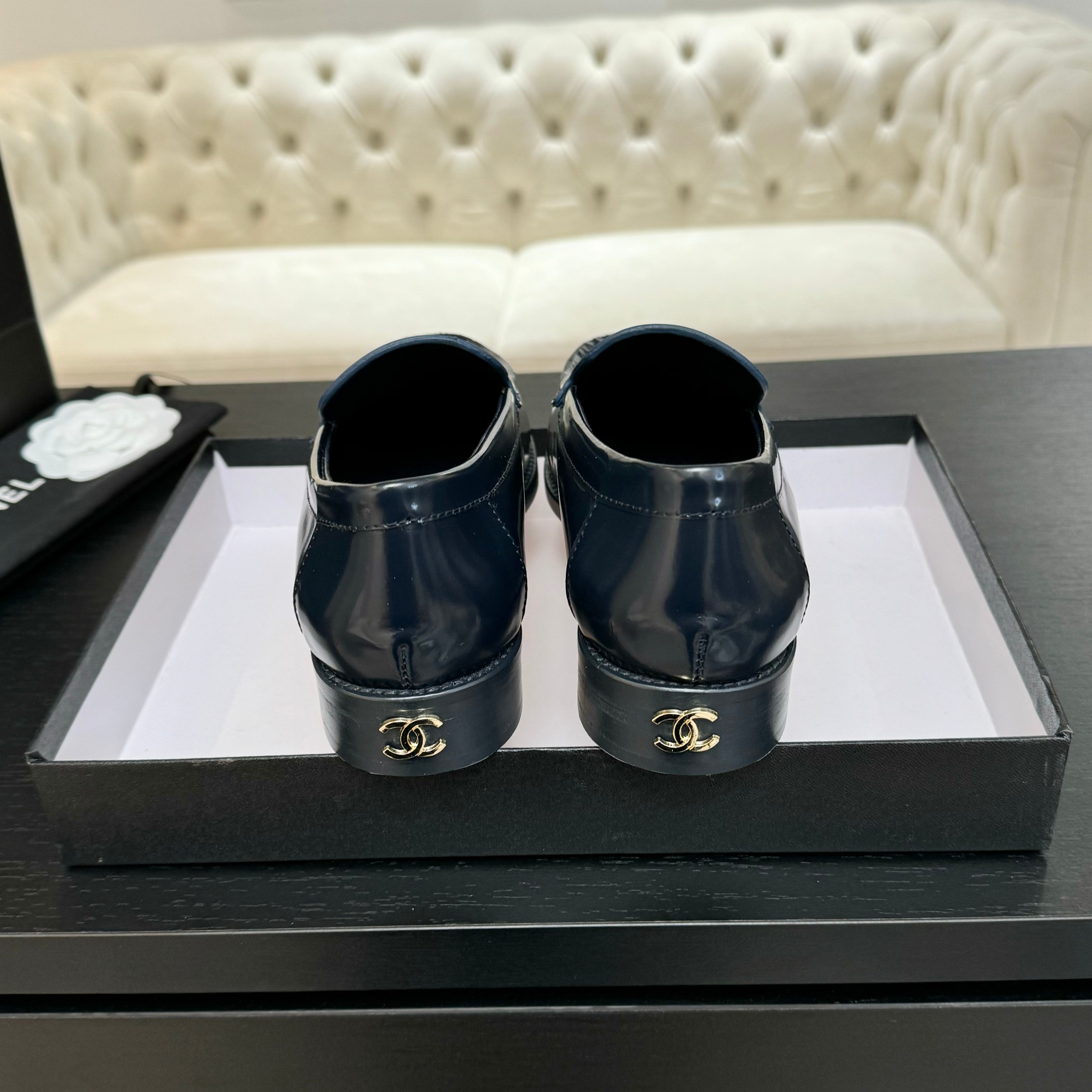Bagsaaa Ch**el Moccasins G45615 Navy Blue