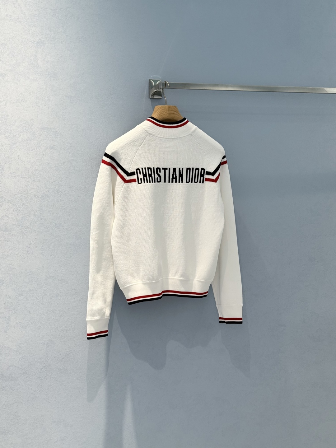 Bagsaaaa D10r Vibe Bomber Jacket White Technical Knit with Three-Tone Signature