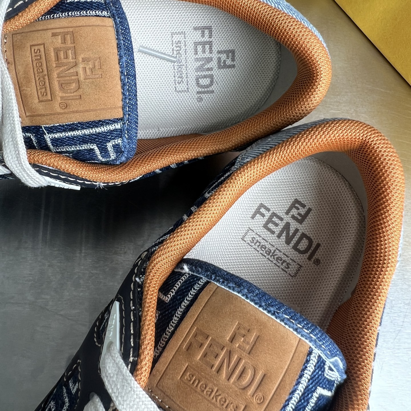Bagsaaa F**di Match Sneakers Blue FF Jacquard low-tops