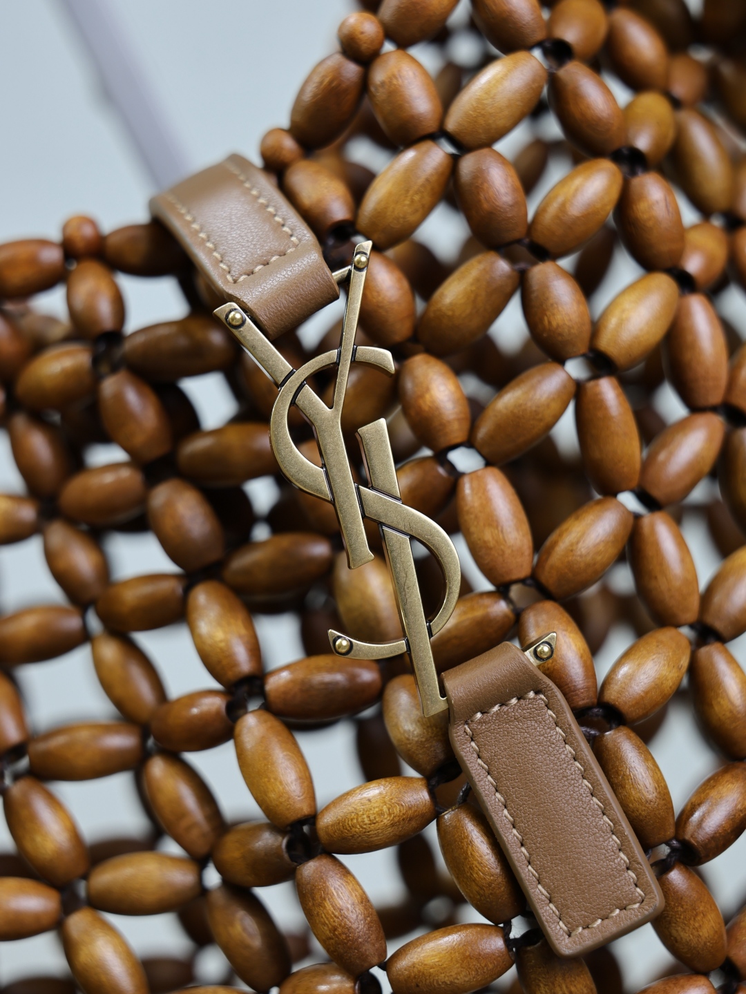 Bagsaaa Y51 le 5 à 7 large in wood beads 823807 brown - 35cm