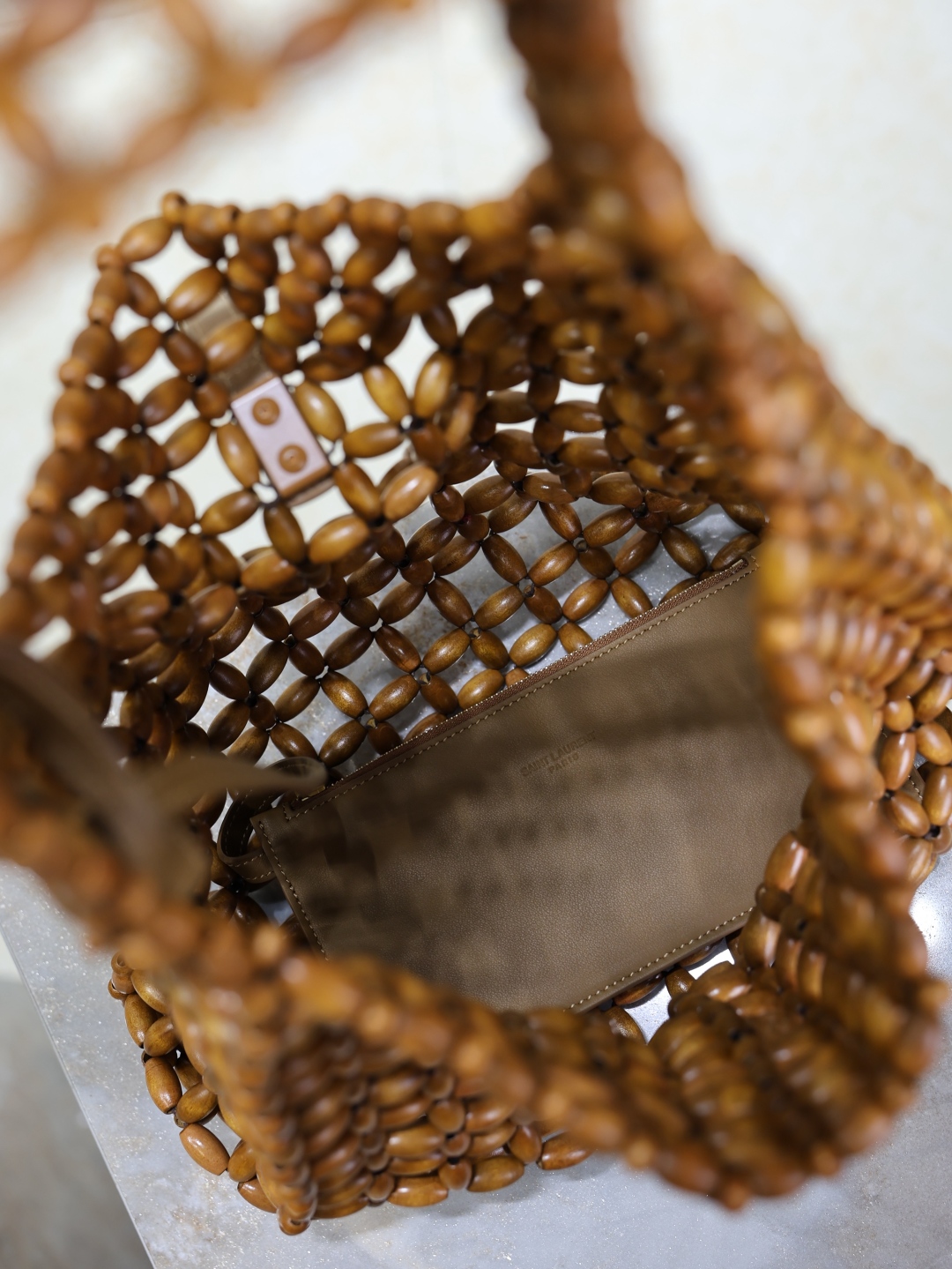 Bagsaaa Y51 le 5 à 7 large in wood beads 823807 brown - 35cm