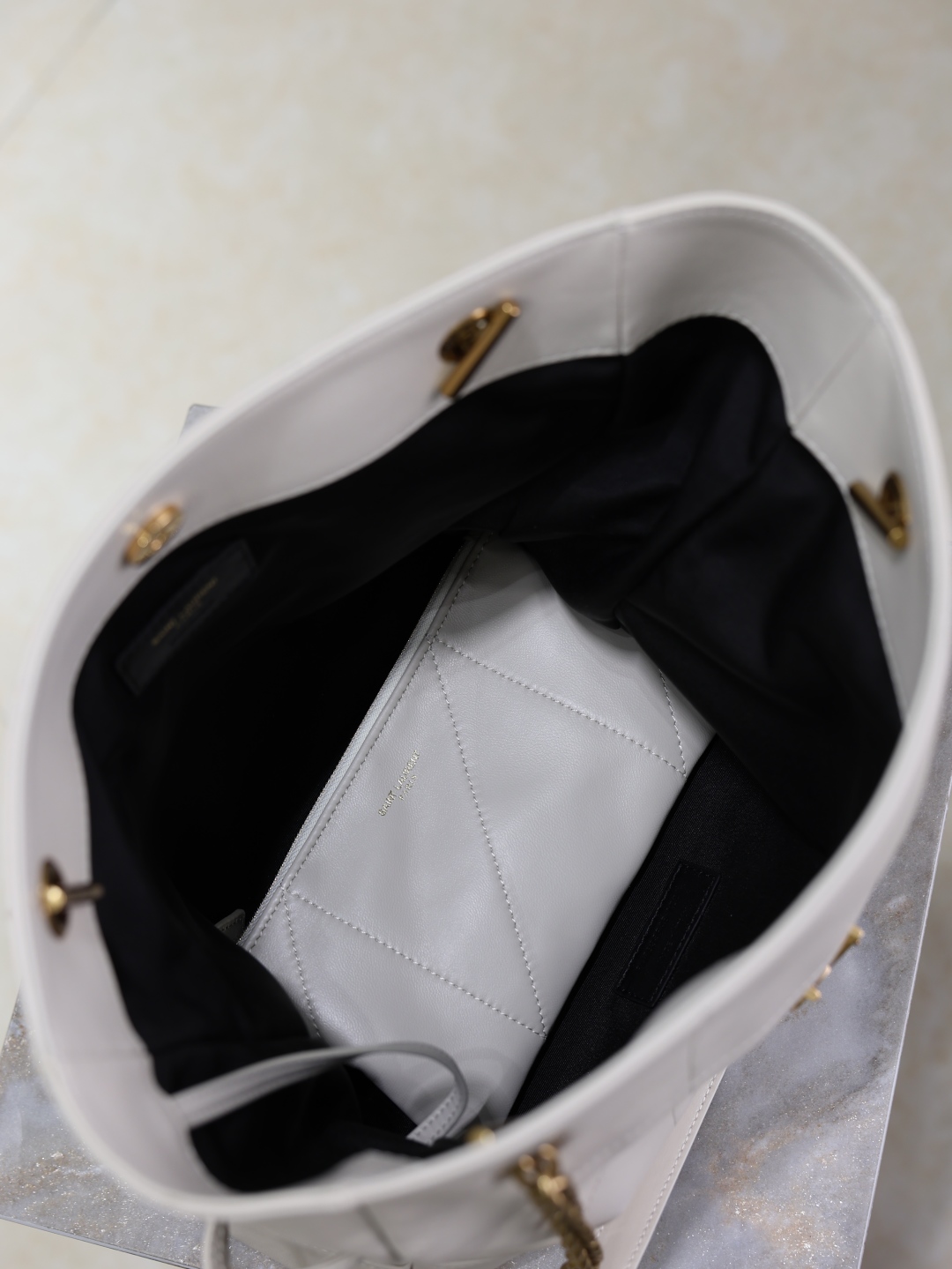 Bagsaaa Y51 jamie shopping small in lambskin 833948 white - 29cm