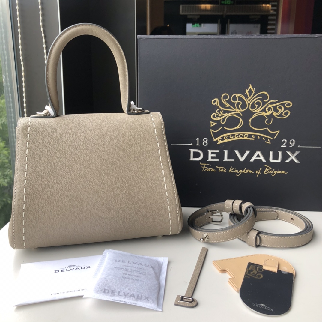 Bagsaaa Delvaux Brillant Mini Surpiqué Gray - 20cm