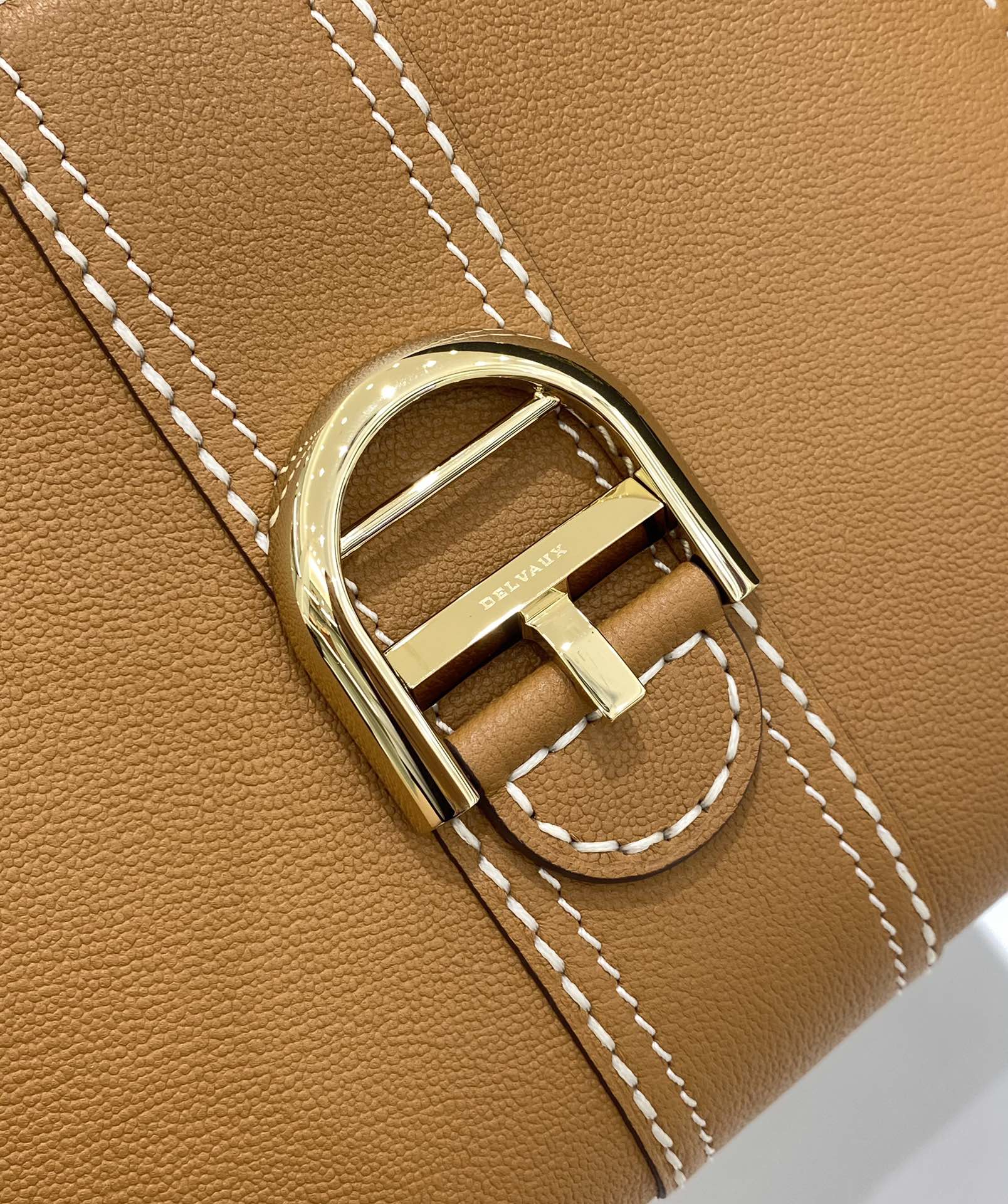 Bagsaaa Delvaux Brillant PM Surpiqué Brown - 24cm