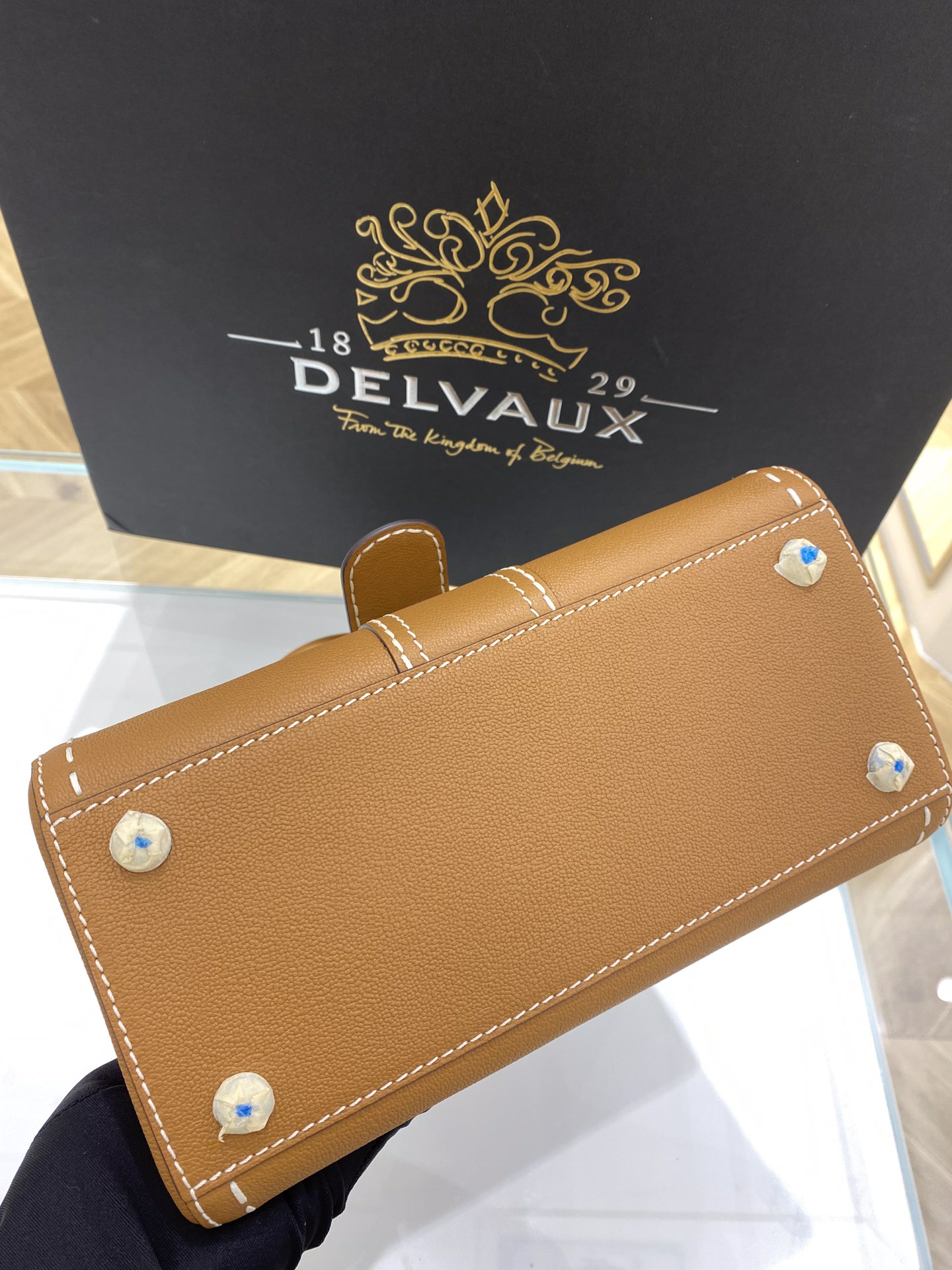 Bagsaaa Delvaux Brillant PM Surpiqué Brown - 24cm
