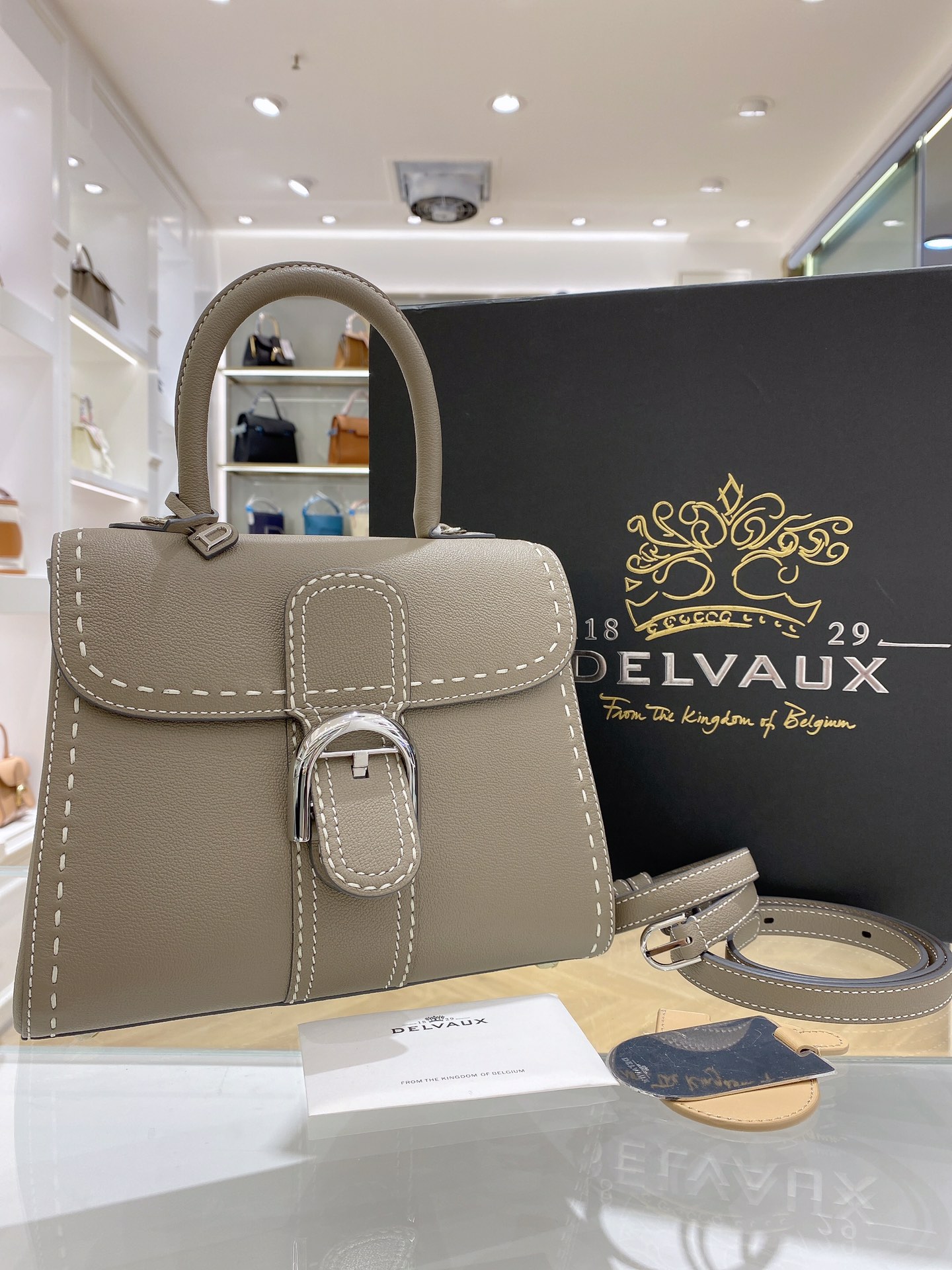 Bagsaaa Delvaux Brillant PM Surpiqué Gray - 24cm
