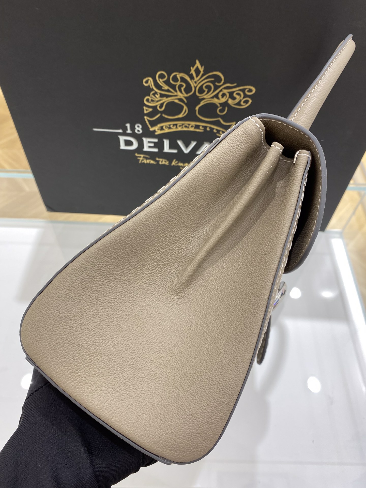 Bagsaaa Delvaux Brillant PM Surpiqué Gray - 24cm