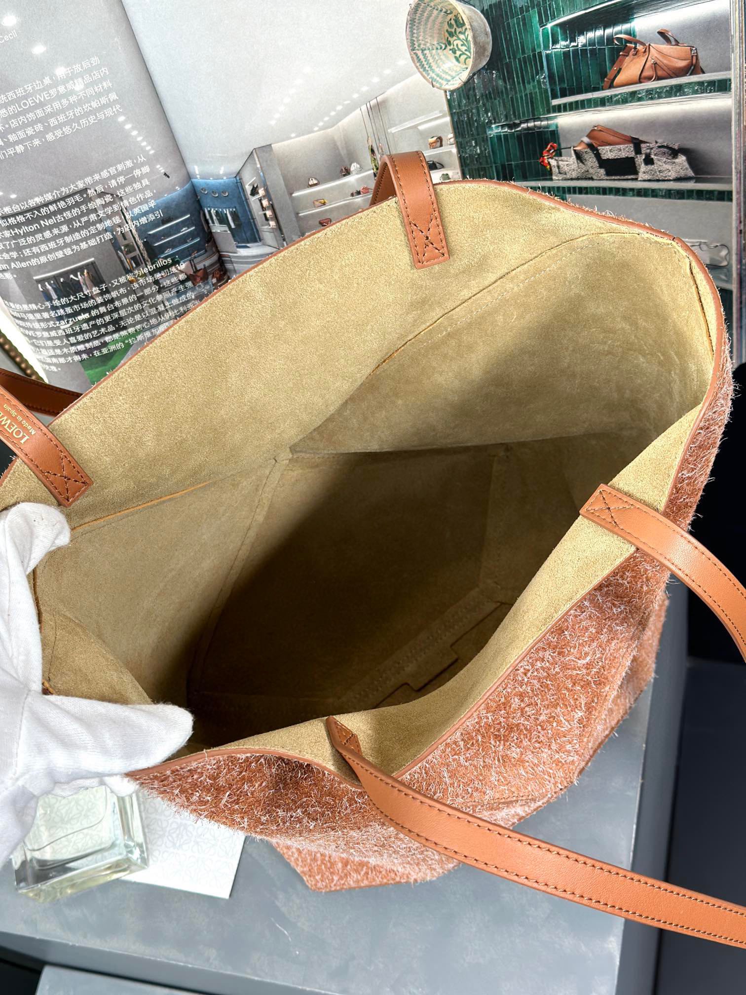 Bagsaaa L0ew* Large Puzzle Fold Tote in brushed suede - 31.5cm