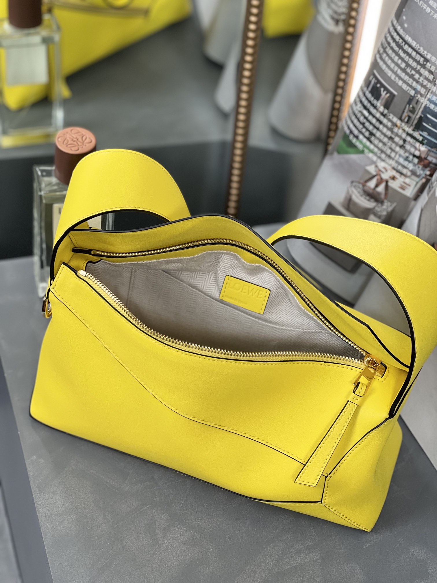 Bagsaaa L0ew* Puzzle Hobo leather handbag yellow - 29cm