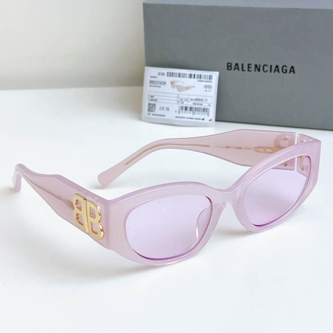 Bagsaaa Ba1en*iaga Bossy Round Af Sunglasses in Light Pink