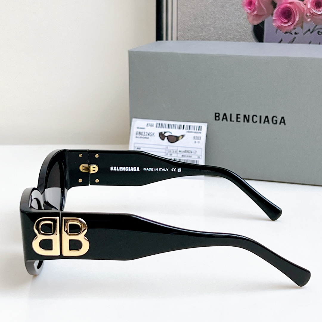Bagsaaa Ba1en*iaga Bossy Round Af Sunglasses in Black