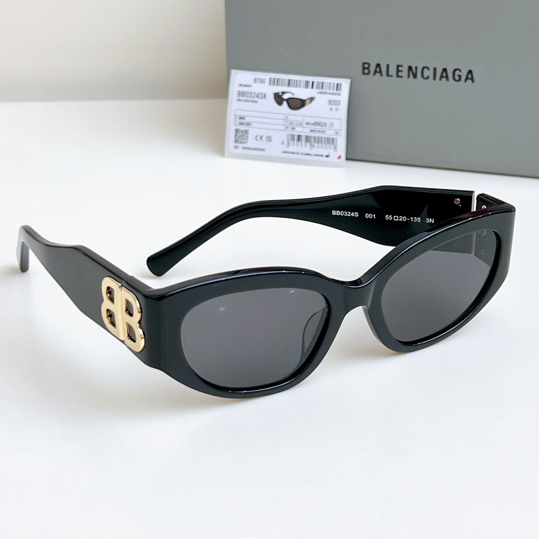 Bagsaaa Ba1en*iaga Bossy Round Af Sunglasses in Black